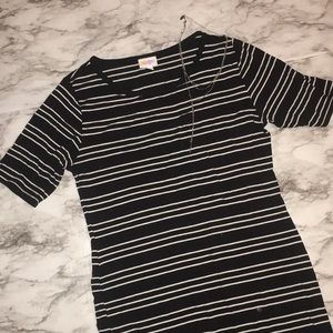 Lularoe Julia Black and White Striped Dress